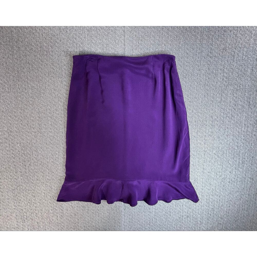 Vintage Silk Skirt M. Boutique Sz 12 Purple Ruffled VTG Y2K Retro